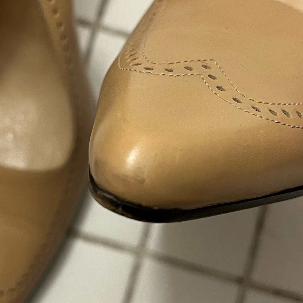 Celine Beige Leather Slingback Heels Women’s Size 10 / 40 EU with FLAWS - Picture 6 of 13
